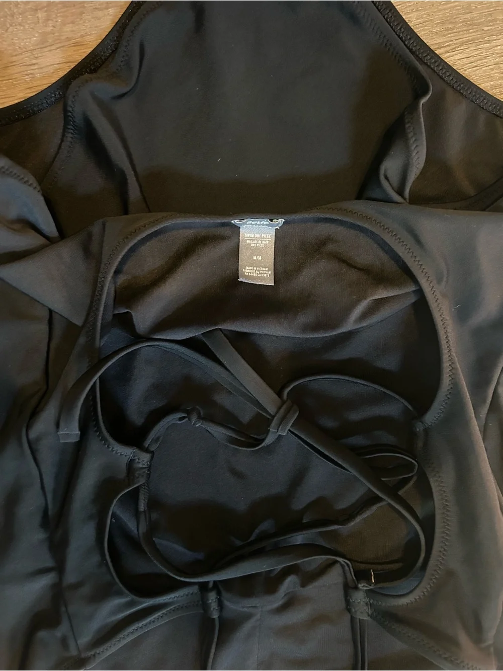 Aerie One-Piece Swimsuit Womens M Black Strappy Crisscross Back V-Neck